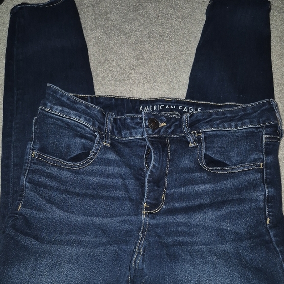 American Eagle Skinny Stretch Dark Blue Women's Jeans 12 S - Picture 2 of 4